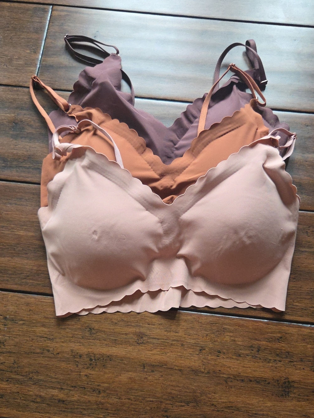 Seamless Scalloped Edge Wireless Bralette - 3-Pack